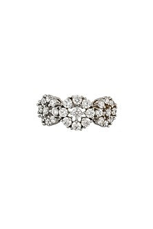 Silver Rhodium Finish Zircon Ring In Sterling Silver