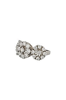 Silver Rhodium Finish Zircon Ring In Sterling Silver