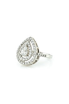 Silver Rhodium Finish Zircon Ring In Sterling Silver