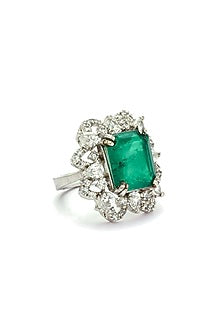 Silver Rhodium Finish Green Zircon Ring In Sterling Silver
