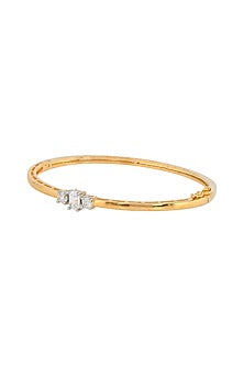 Silver Rhodium Finish Zircon Handcuff In Sterling Silver