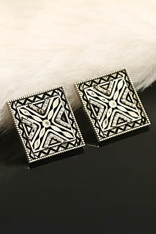 White Finish Rawa Stud Earrings In Sterling Silver