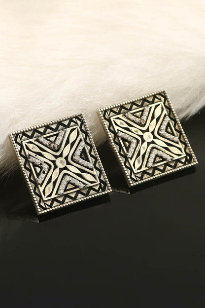 White Finish Rawa Stud Earrings In Sterling Silver