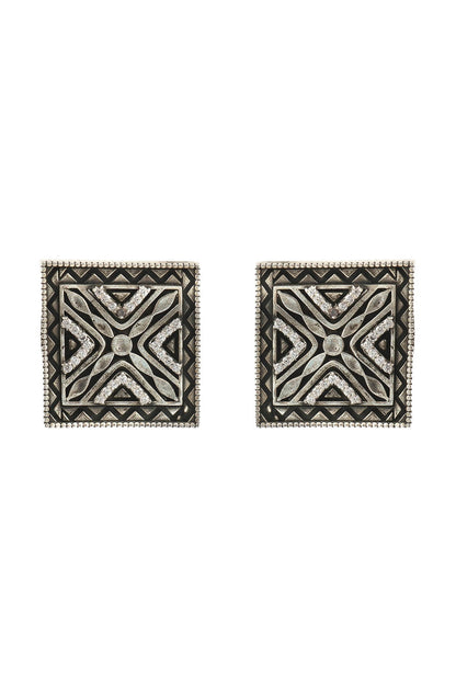 White Finish Rawa Stud Earrings In Sterling Silver