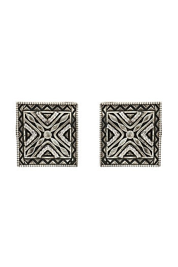 White Finish Rawa Stud Earrings In Sterling Silver