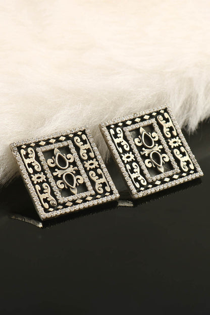 White Finish Handcrafted Stud Earrings In Sterling Silver
