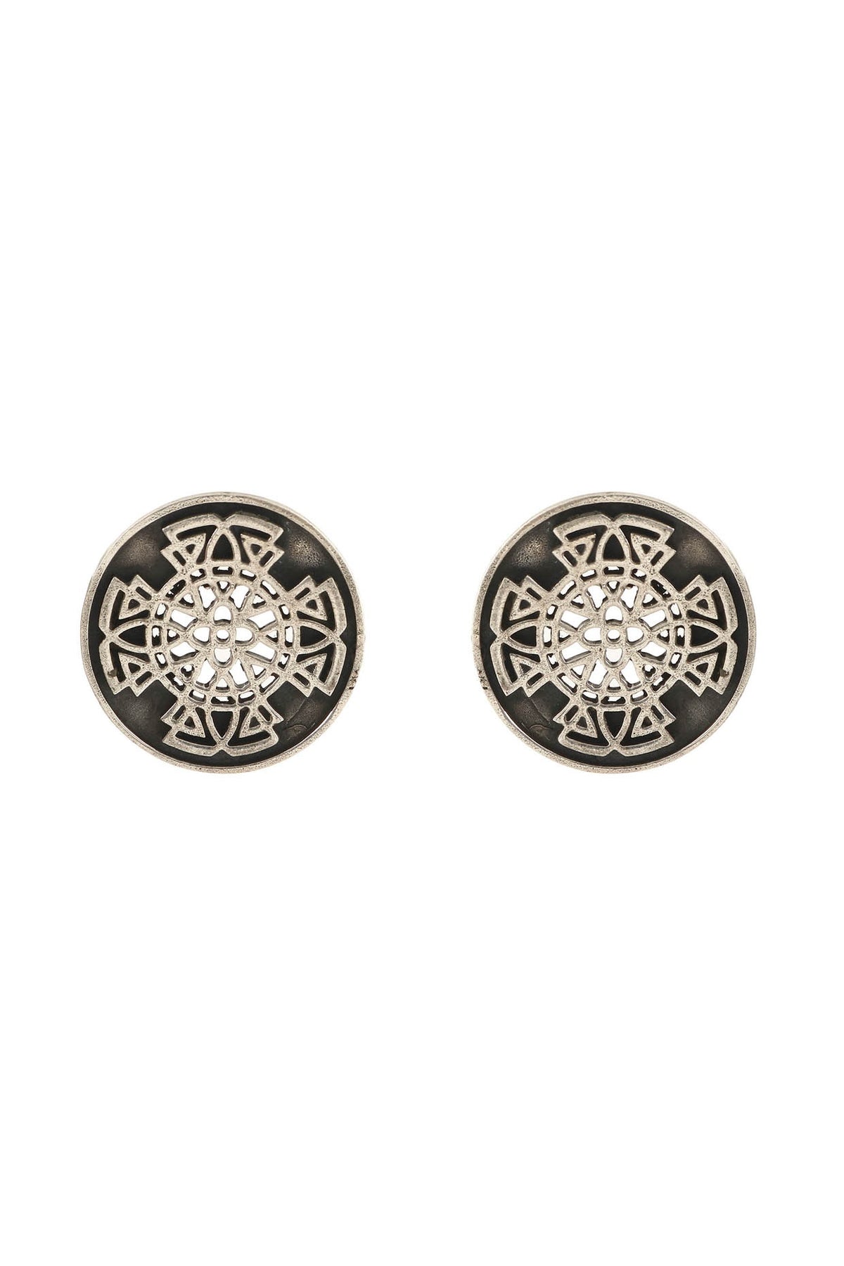White Finish Handcrafted Geometric Stud Earrings In Sterling Silver
