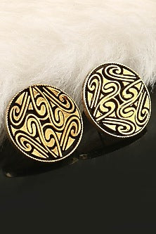Gold Finish Handcrafted Stud Earrings In Sterling Silver