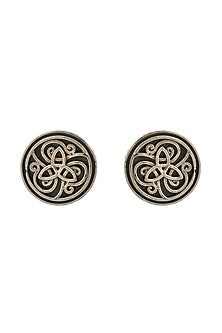 White Finish Handcrafted Floral Stud Earrings In Sterling Silver