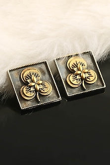 Two-Tone Finish Handcrafted Floral Stud Earrings In Sterling Silver