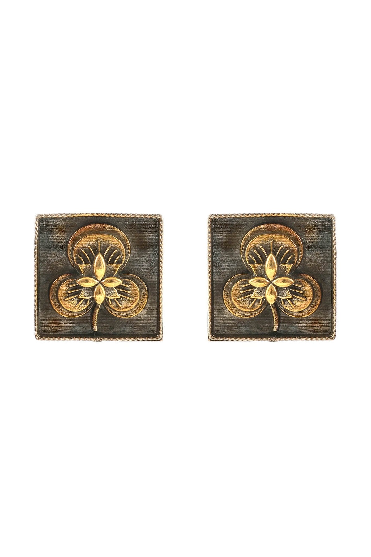 Two-Tone Finish Handcrafted Floral Stud Earrings In Sterling Silver