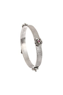 Silver Ruby Handcrafted Bangle In Sterling Silver