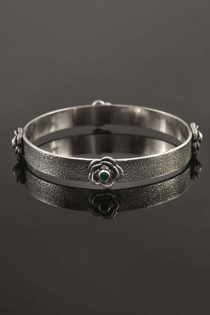 Silver Ruby Handcrafted Bangle In Sterling Silver
