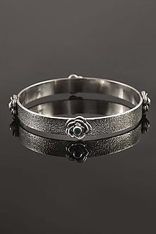 Silver Ruby Handcrafted Bangle In Sterling Silver