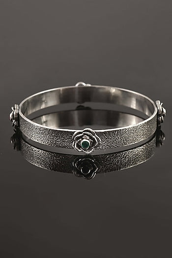 Silver Ruby Handcrafted Bangle In Sterling Silver