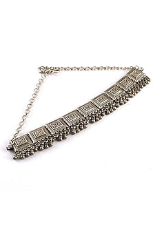Silver Finish Ghungroo Necklace In Sterling Silver