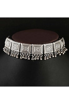 Silver Finish Ghungroo Necklace In Sterling Silver