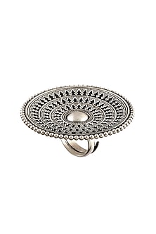 Silver Finish Floral Ring In Sterling Silver