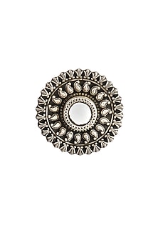Silver Finish Mirror Floral Ring In Sterling Silver