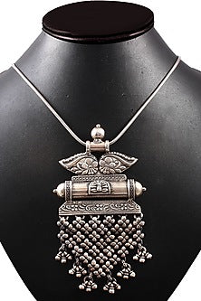 Silver Finish Ghungroo Pendant Necklace In Sterling Silver