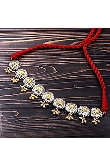 Two-Tone Finish Ghungroo Choker Necklace In Sterling Silver