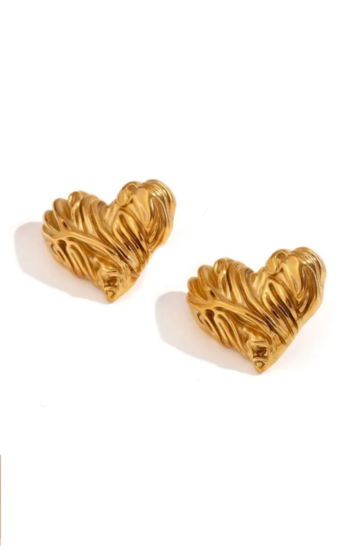Gold Plated Chunky Heart Stud Earrings