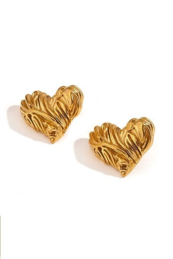 Gold Plated Chunky Heart Stud Earrings
