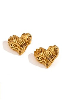 Gold Plated Chunky Heart Stud Earrings