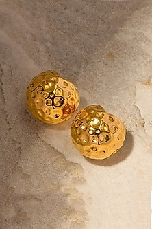 Gold Plated Textured Stud Earrings