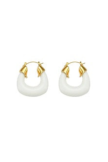 Gold Plated Resin Hoop Earrings