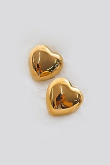 Gold Plated Chunky Heart Stud Earrings