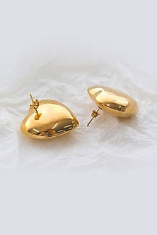 Gold Plated Chunky Heart Stud Earrings