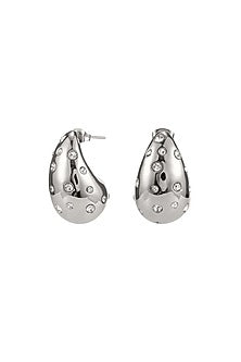 Silver Finish Zircon Stud Earrings