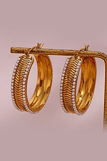Gold Plated Pearl Hoop Earrings