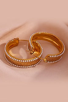 Gold Plated Pearl Hoop Earrings