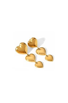 Gold Plated Heart Dangler Earrings
