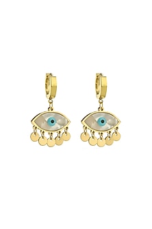 Gold Plated Evil Eye Dangler Earrings