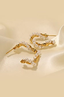 Gold Plated Floral Hoop Earrings