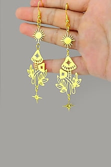 Gold Plated Bohemian Mushroom Dangler Earrings