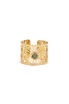 Gold Plated Floral Cut Adjustable Ring