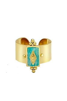 Gold Plated Royal Armor Stone Adjustable Ring