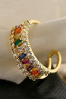 Gold Plated Multi-Colored Zircon Ring