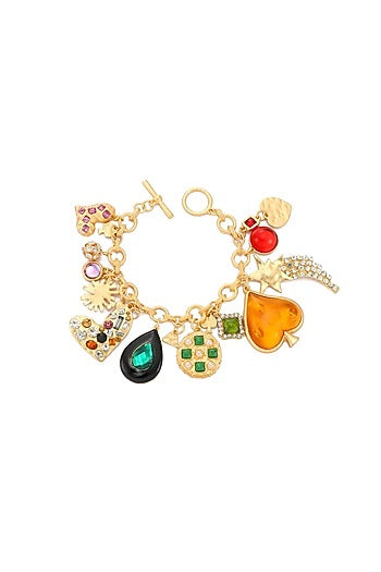 Gold Plated Chunky Heart Shaped Rhinestone Bracelet