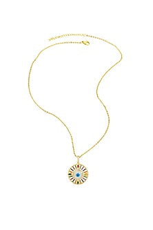 Gold Plated Multi-Colored Zircon Evil Eye Necklace