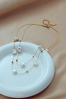 Gold Plated Layered Pearl Necklace