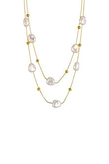 Gold Plated Layered Pearl Necklace