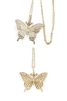 Gold Plated Zircon Large Butterfly Necklace
