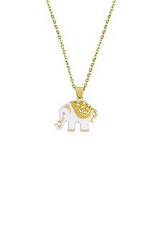 Gold Plated Zircon White Elephant Necklace