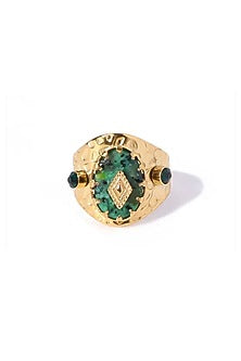 Gold Plated Natural Green Stone Ring