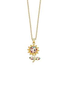 Gold Plated Multi-Colored Zircon Sunflower Necklace